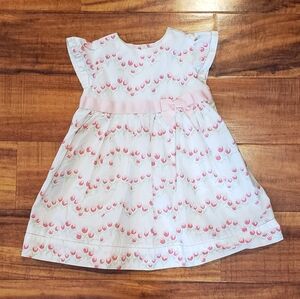 Janie and Jack EUC 12-18 months ivory and pink vintage tulip print dress